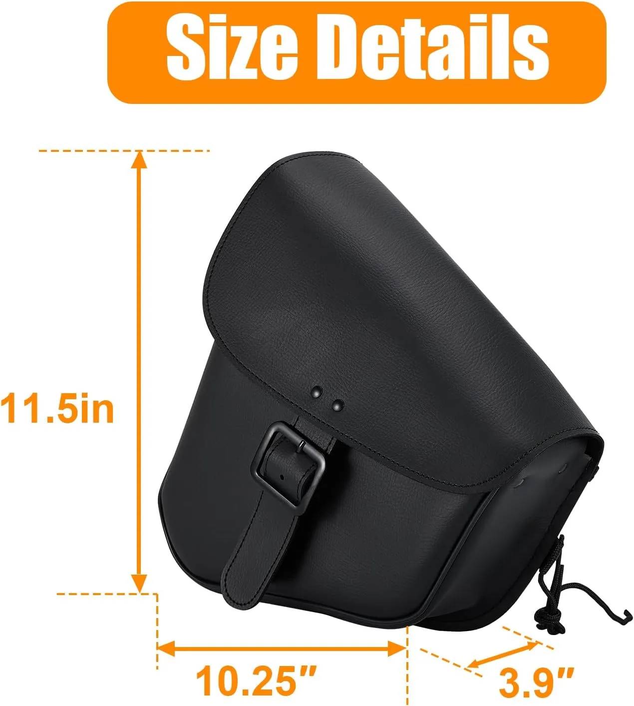 GARGOYLE BELLS Motorcycle Swing Arm Bag Solo Saddle Bags For Sportster Softail PVC Waterproof Motorcycle Luggage Bags for Motorcycle or Bike (Left Side, Black-Single Buckle)