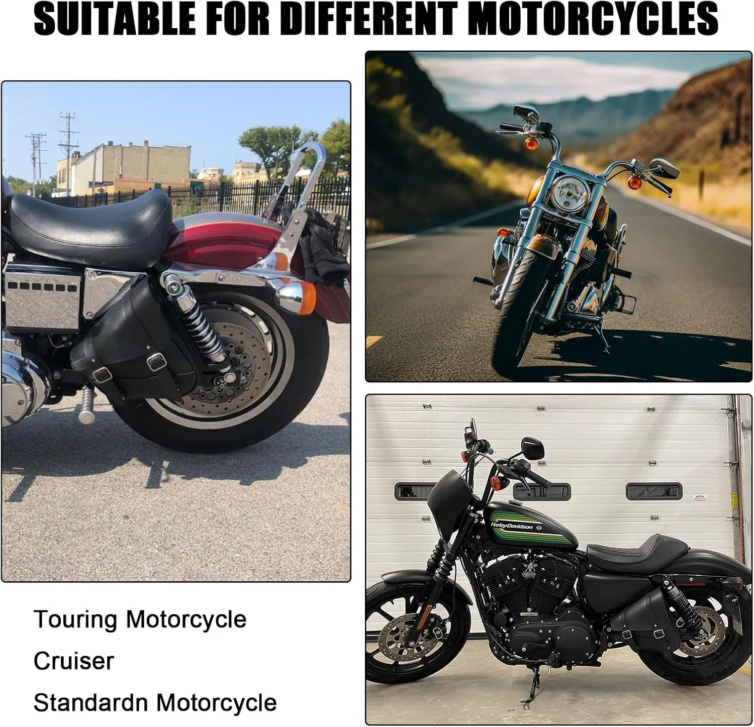 GARGOYLE BELLS Motorcycle Swingarm Bag Synthetic Leather Solo Swing Arm Bags For Softails and Choppers Motorcycle Luggage Bags Left Side Saddle Bags (Right Side, Black)