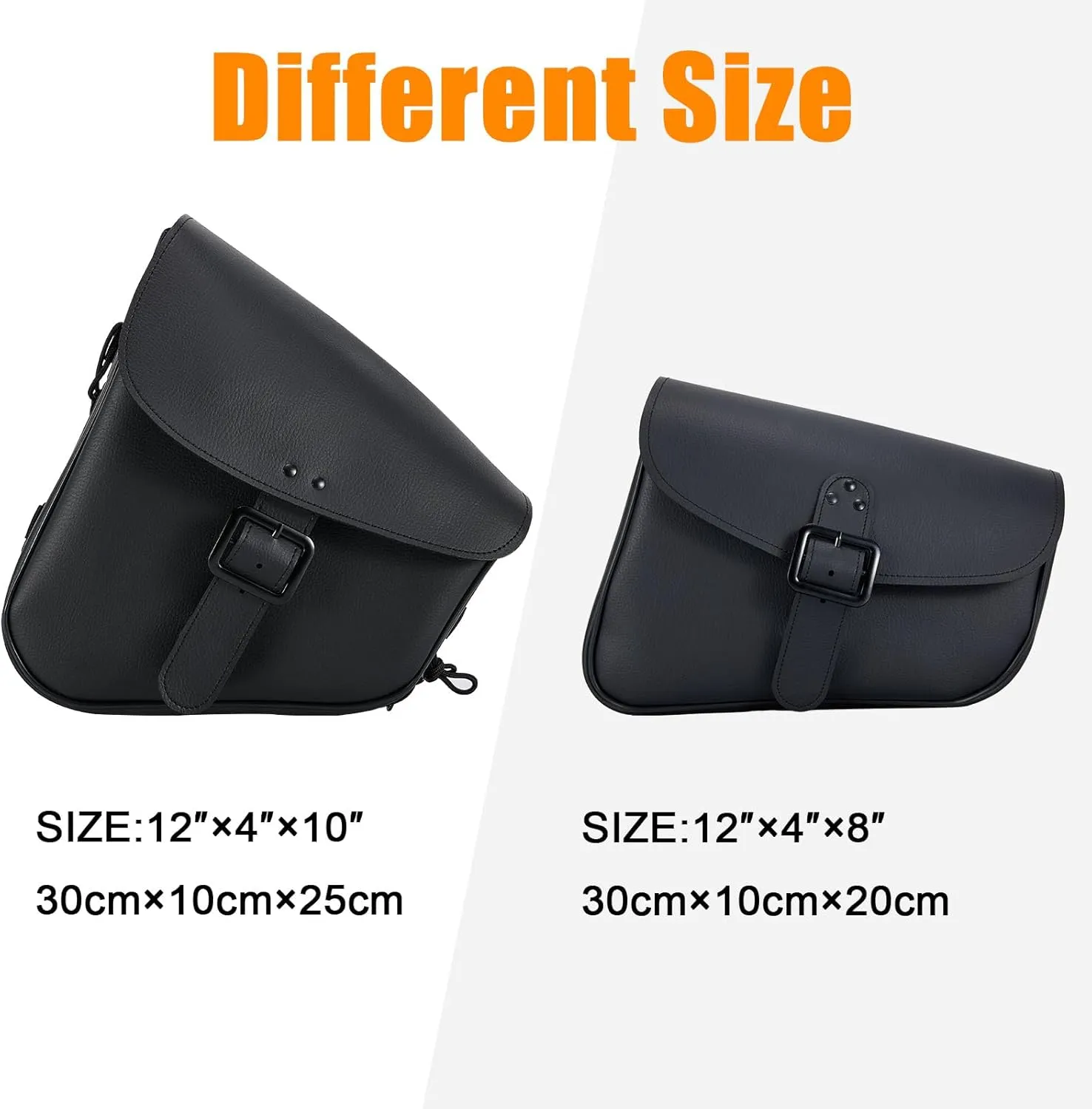 GARGOYLE BELLS Motorcycle Swingarm Bag Synthetic Leather Solo Swing Arm Bags For Softails and Choppers Motorcycle Luggage Bags Saddle Bags (2-Right Side, Black, 12"X4"X8")