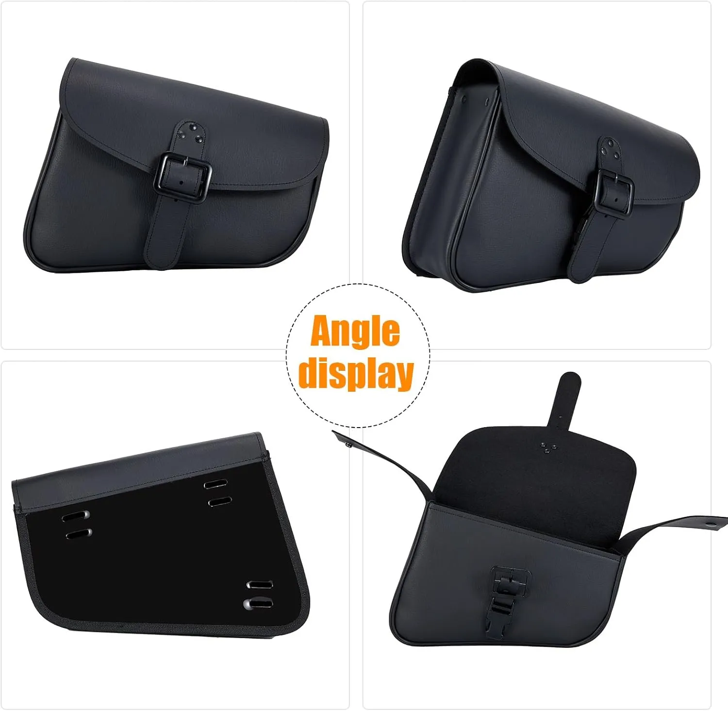 GARGOYLE BELLS Motorcycle Swingarm Bag Synthetic Leather Solo Swing Arm Bags For Softails and Choppers Motorcycle Luggage Bags Saddle Bags (2-Right Side, Black, 12"X4"X8")