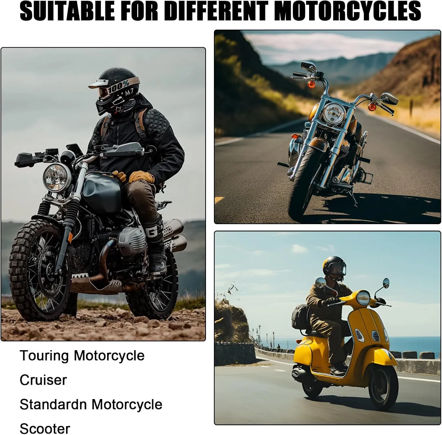 GARGOYLE BELLS Motorcycle Tool Bags with Studs Handlebar Bag Universal Motorcycle Fork Bag Saddlebags Sissy Bar Storage Tool Bag for Motorcycle (No Stud, Black, 12”X3.5“X4.75”)