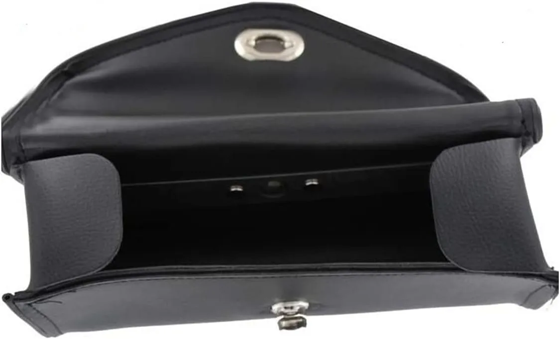 GARGOYLE BELLS Motorcycle Windshield Bags With Braid Motorcycle Handle Bar Bags Storage Tool Bags for Motorcycles and Power (Black Leather, 10" x 3" x 5")