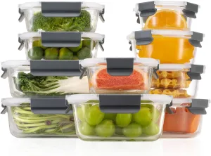 GC GENICOOK [10-Pack Glass Meal Prep Containers with Lids, Food Storage Containers with Snap Locking Lids, Airtight Lunch Containers, Microwave, Oven, Freezer and Dishwasher