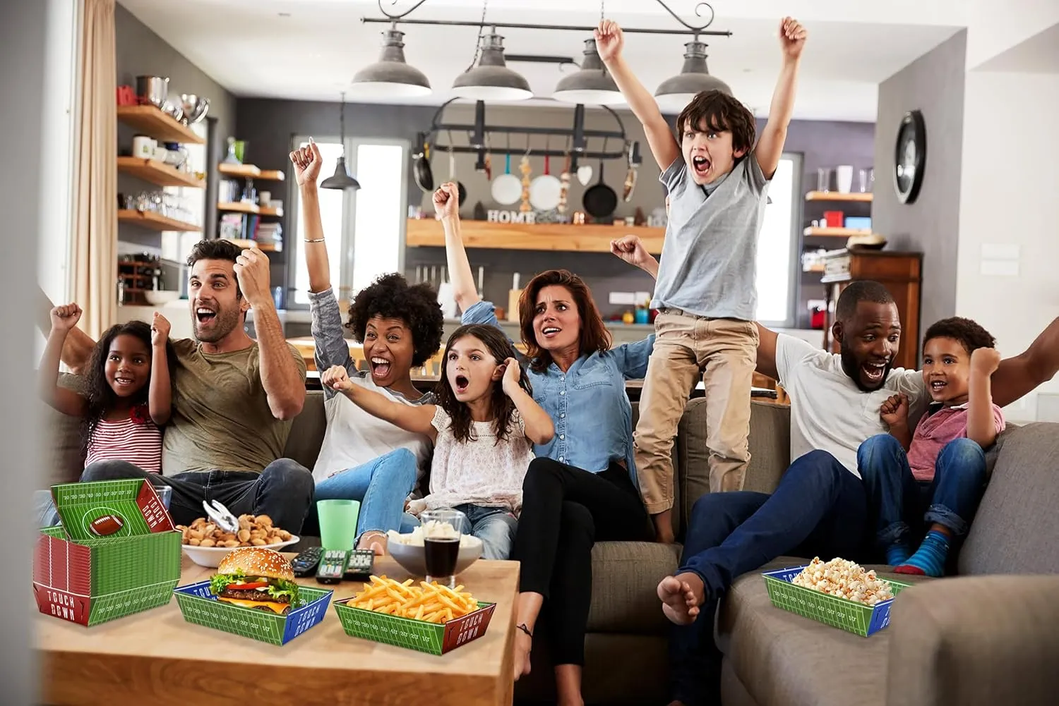 Geefuun 50 Pack Football Party Decorations Paper Food Trays - Movie Night Supplies Snack Stadium Serving Plates for Super Football Bowl Birthday Disposable Decor