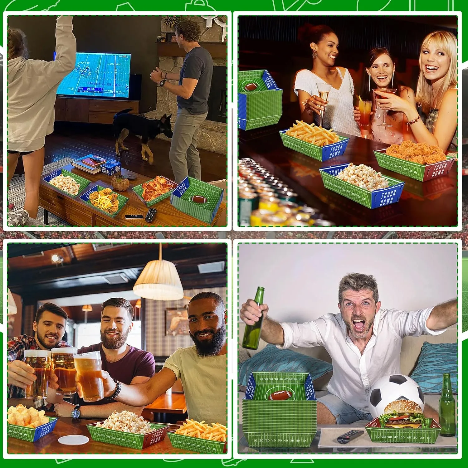 Geefuun 50 Pack Football Party Decorations Paper Food Trays - Movie Night Supplies Snack Stadium Serving Plates for Super Football Bowl Birthday Disposable Decor