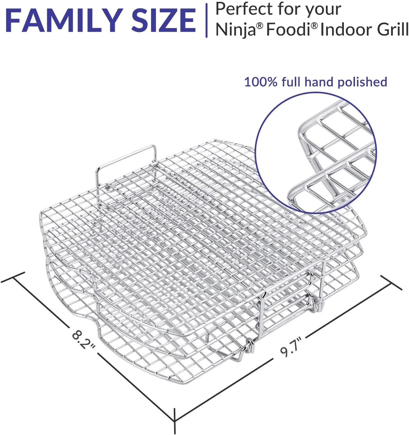 Geesta Dehydrator Rack Stainless Steel Stand Compatible with Ninja Foodi AG300, AG300C, AG301, AG301C, AG302, AG400, IG301A Ninja Foodi Grill Accessories