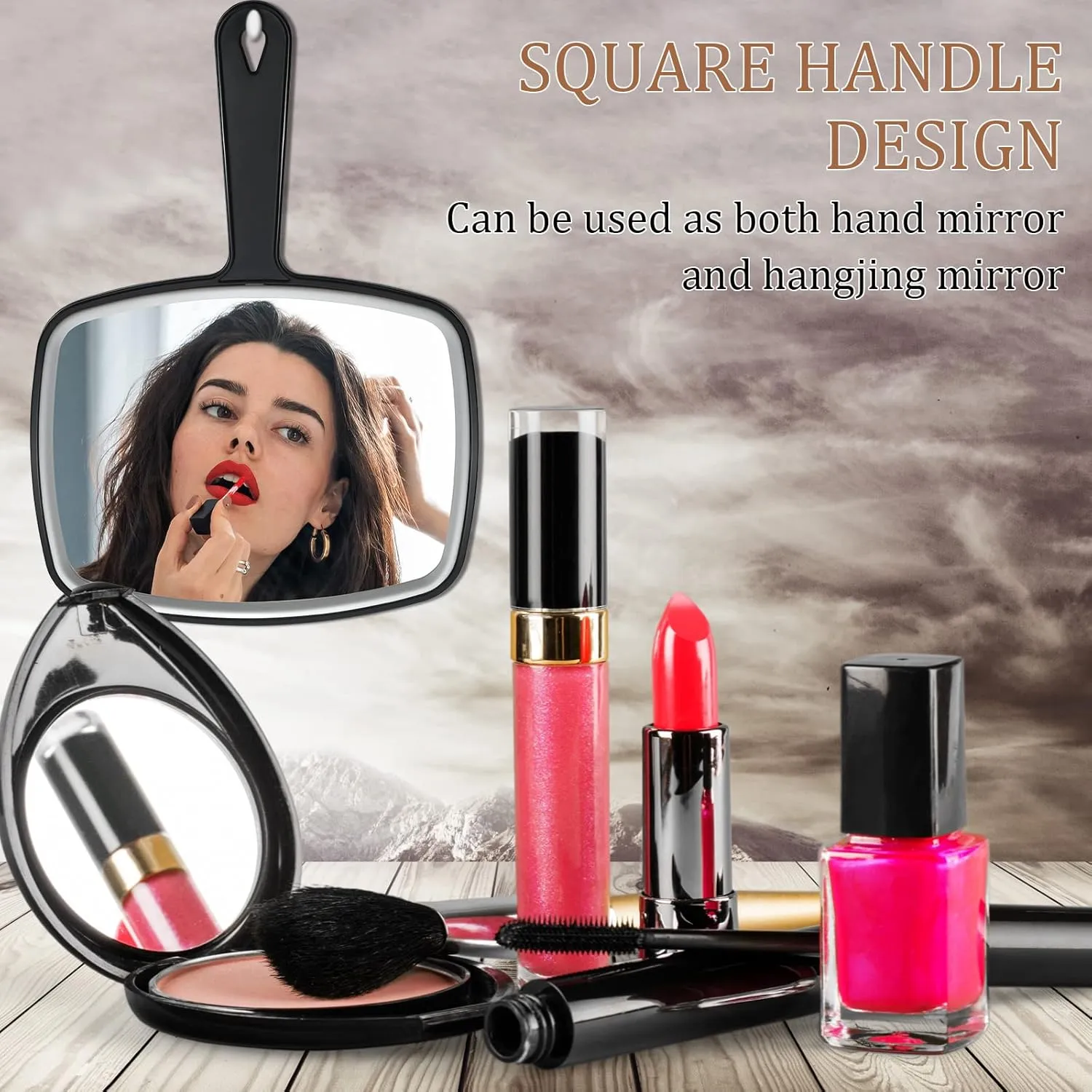 Geetery 12 Pcs Hand Mirror Handheld Makeup Mirrors with Handle Wall Mount for Cosmetic Bathroom Home Barber Salon Travel Portable Beauty School Gift for Women Student 6.69 x 9.45 Inch(Black)