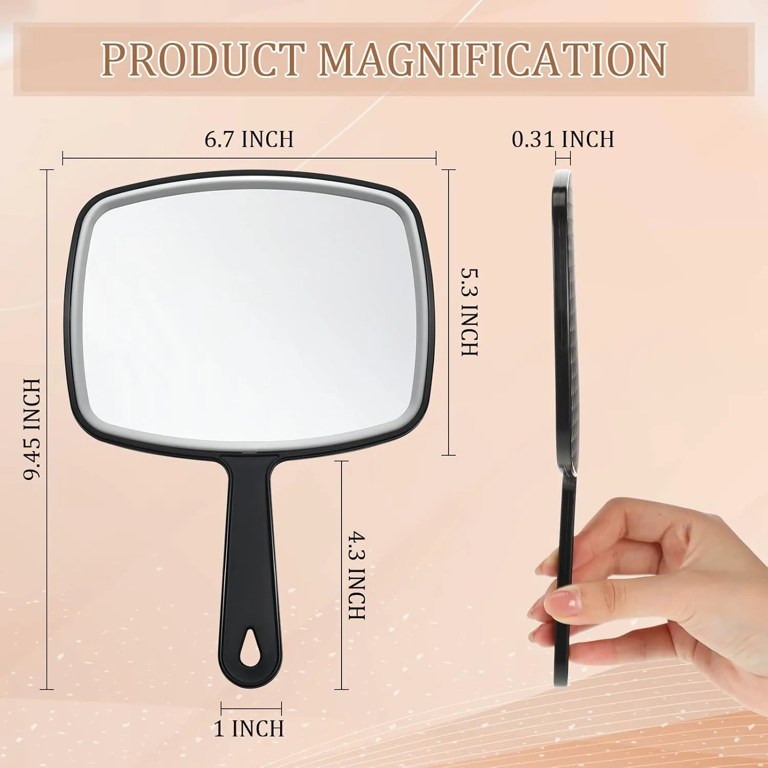 Geetery 12 Pcs Hand Mirror Handheld Makeup Mirrors with Handle Wall Mount for Cosmetic Bathroom Home Barber Salon Travel Portable Beauty School Gift for Women Student 6.69 x 9.45 Inch(Black)