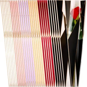 Geyee 300 Pcs Single Rose Sleeve Single Flower Wrapping Bags Flower Sleeves Floral Sleeve Bag Plastic for Mother's Day Graduation Florist Wedding Gifts Supplies, 6 Colors