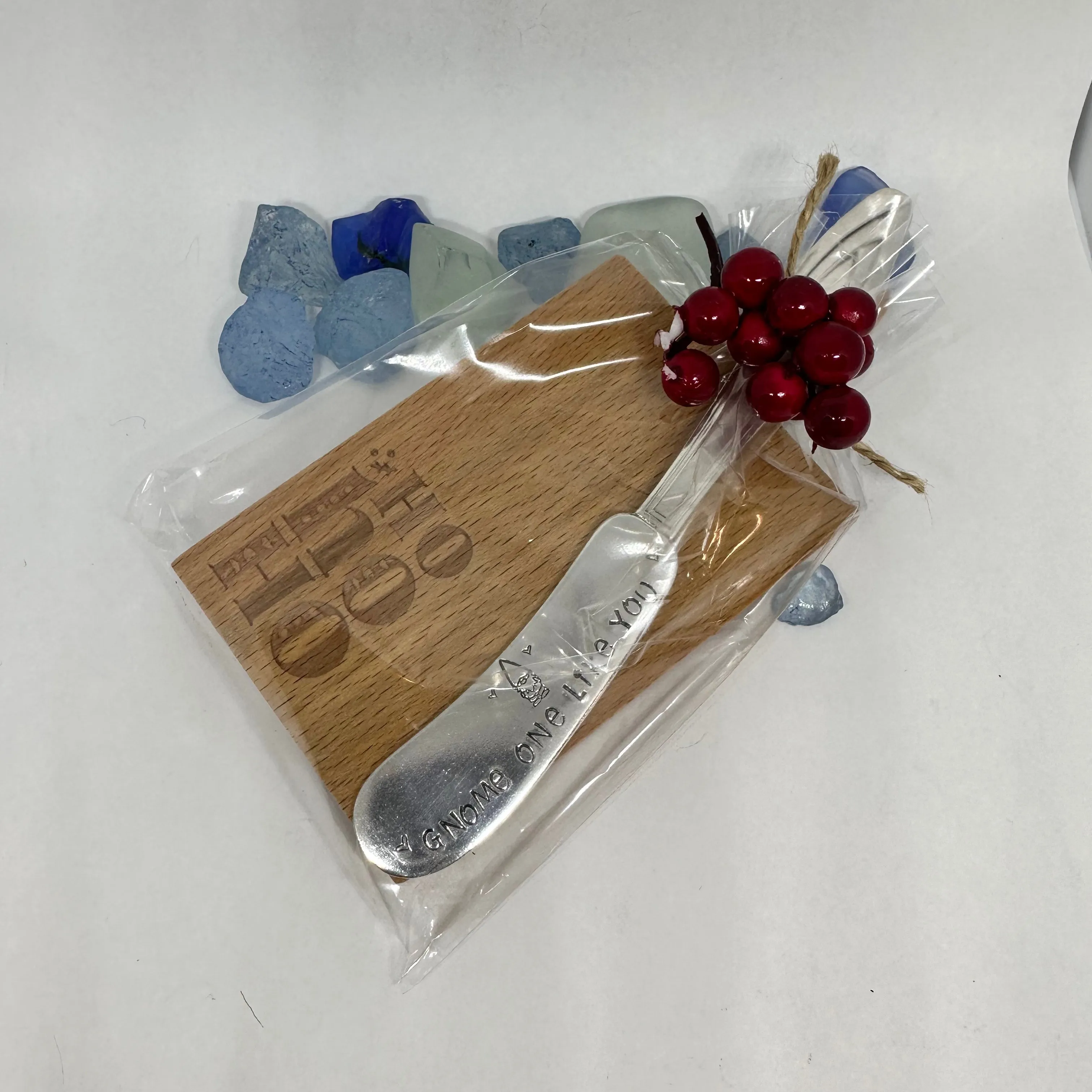 Gift Set - Vintage Silver Plated Hand Stamped Butter Knife & Cutting Board | Cheese Knife | Charcuterie