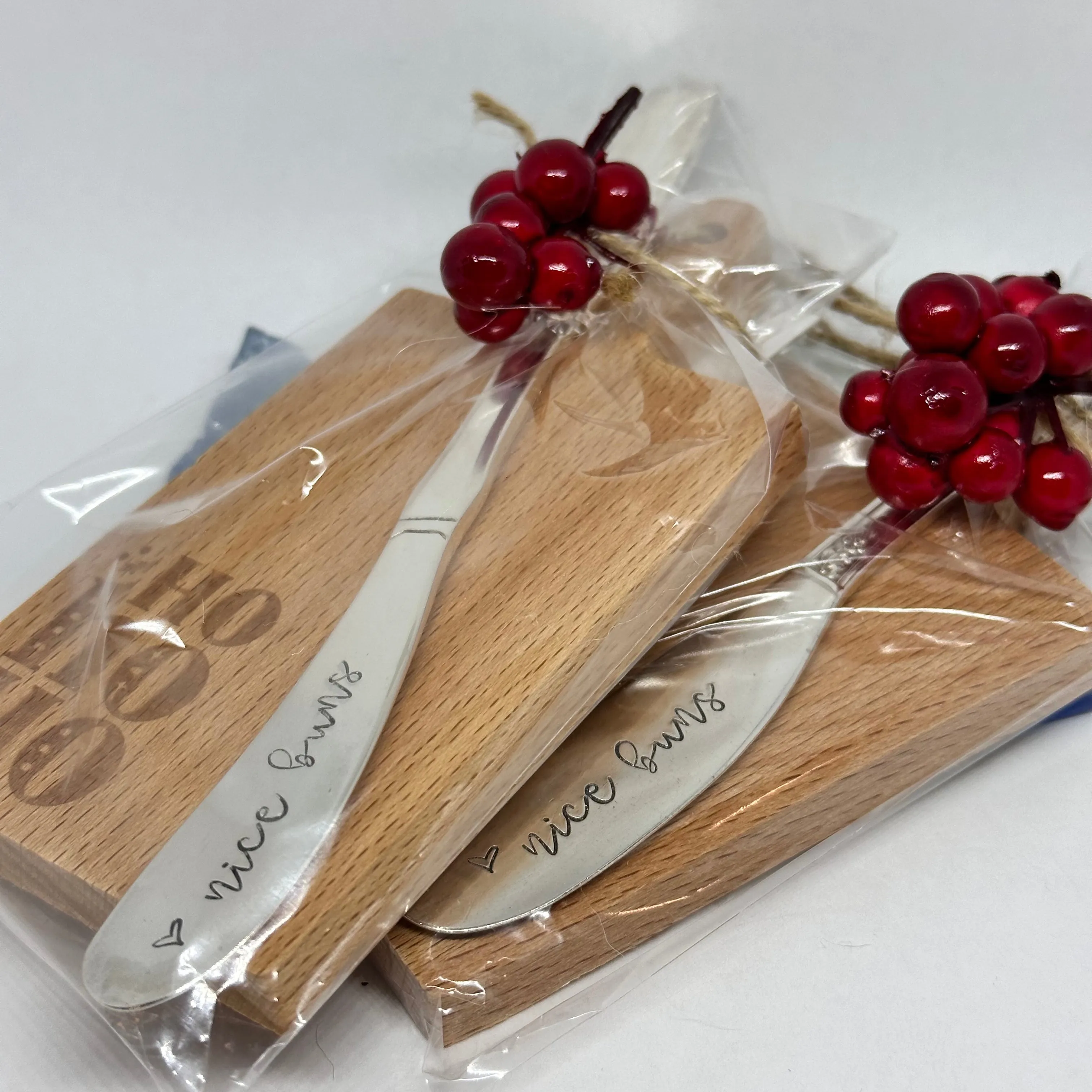 Gift Set - Vintage Silver Plated Hand Stamped Butter Knife & Cutting Board | Cheese Knife | Charcuterie