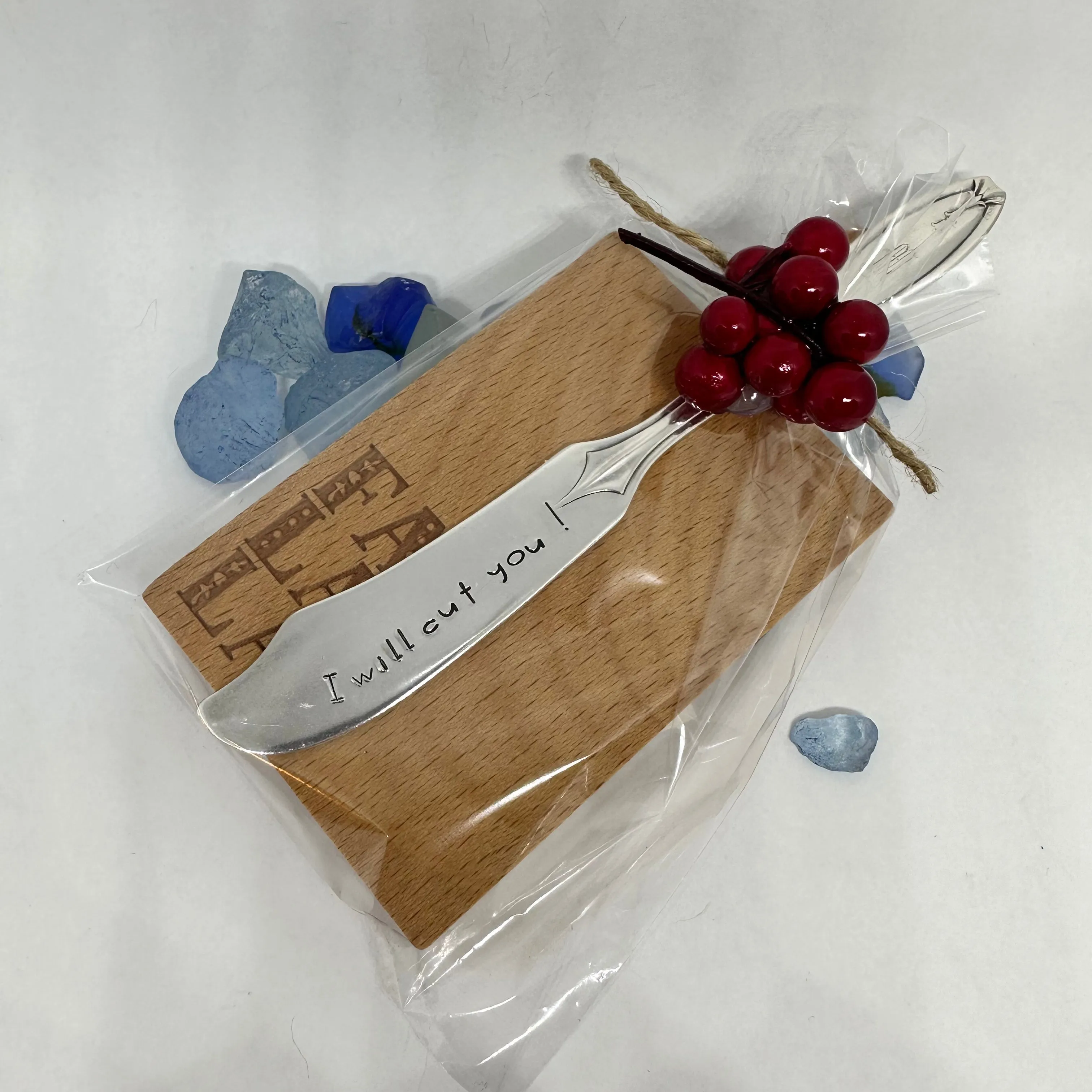 Gift Set - Vintage Silver Plated Hand Stamped Butter Knife & Cutting Board | Cheese Knife | Charcuterie