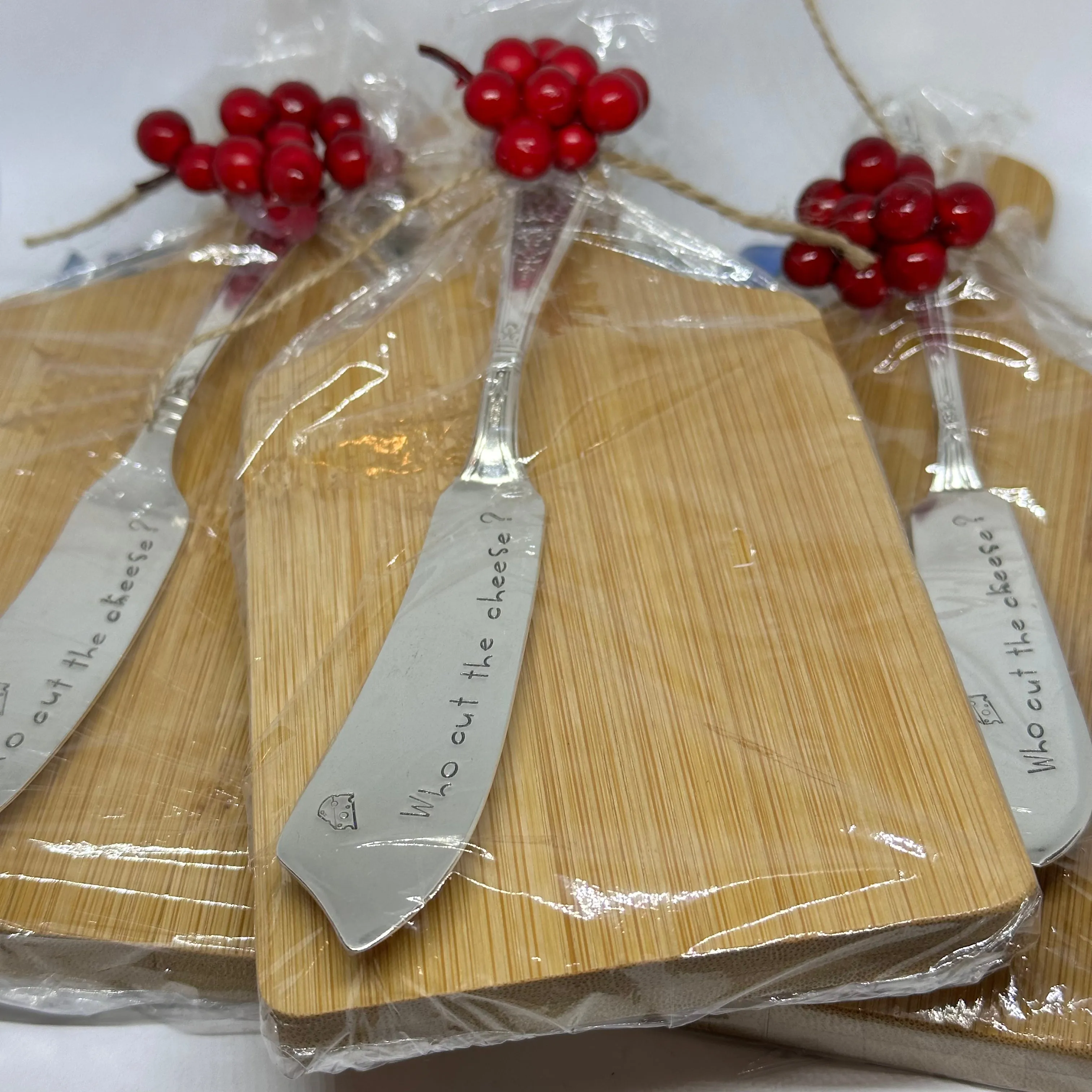 Gift Set - Vintage Silver Plated Hand Stamped Butter Knife & Cutting Board | Cheese Knife | Charcuterie
