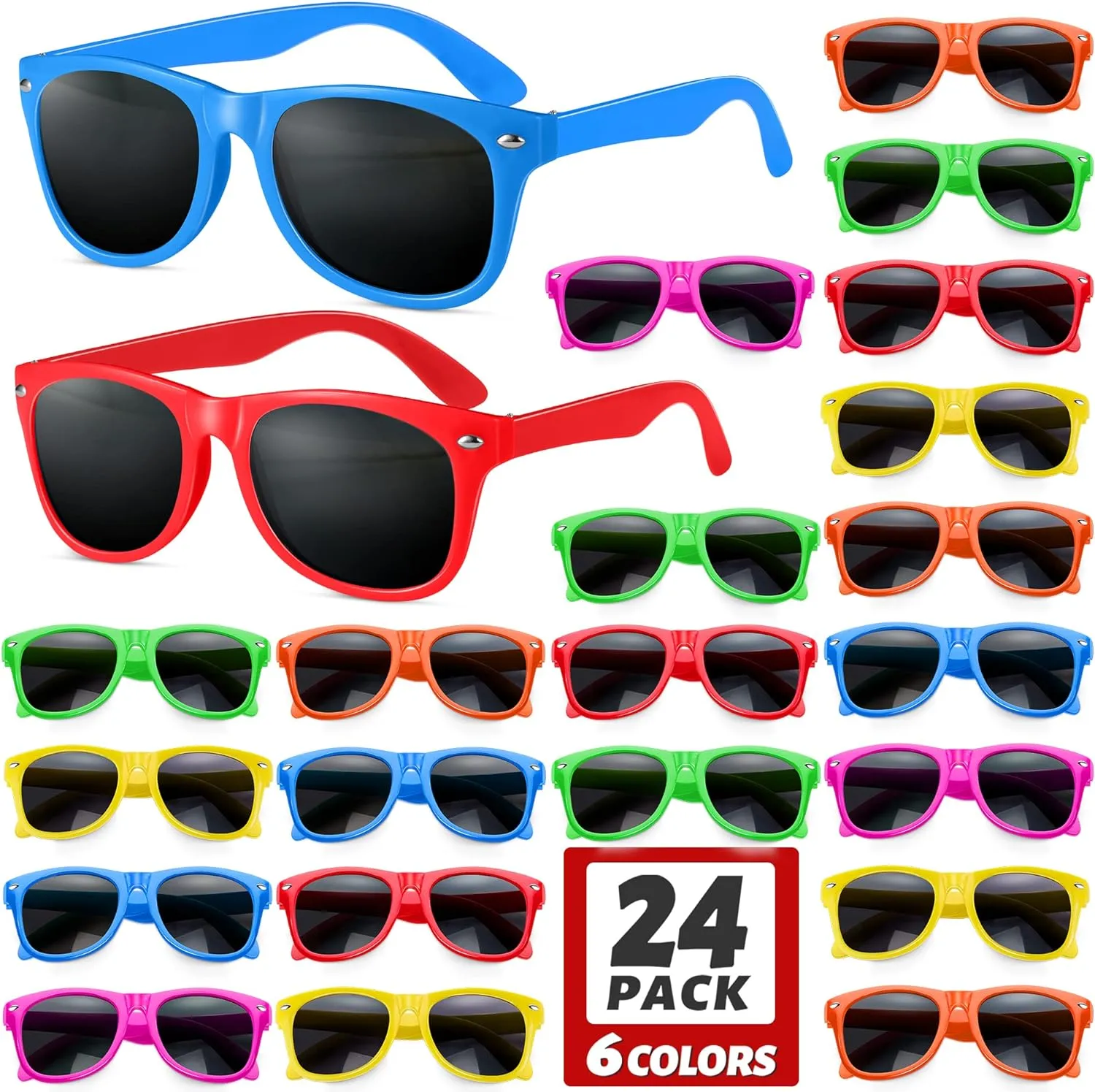 GINMIC Kids Sunglasses Party Favors, 12Pack Neon Sunglasses for Kids, Boys and Girls, Great Gift for Birthday Party Supplies, Beach, Pool Party Favors, Fun Gift, Party Toys