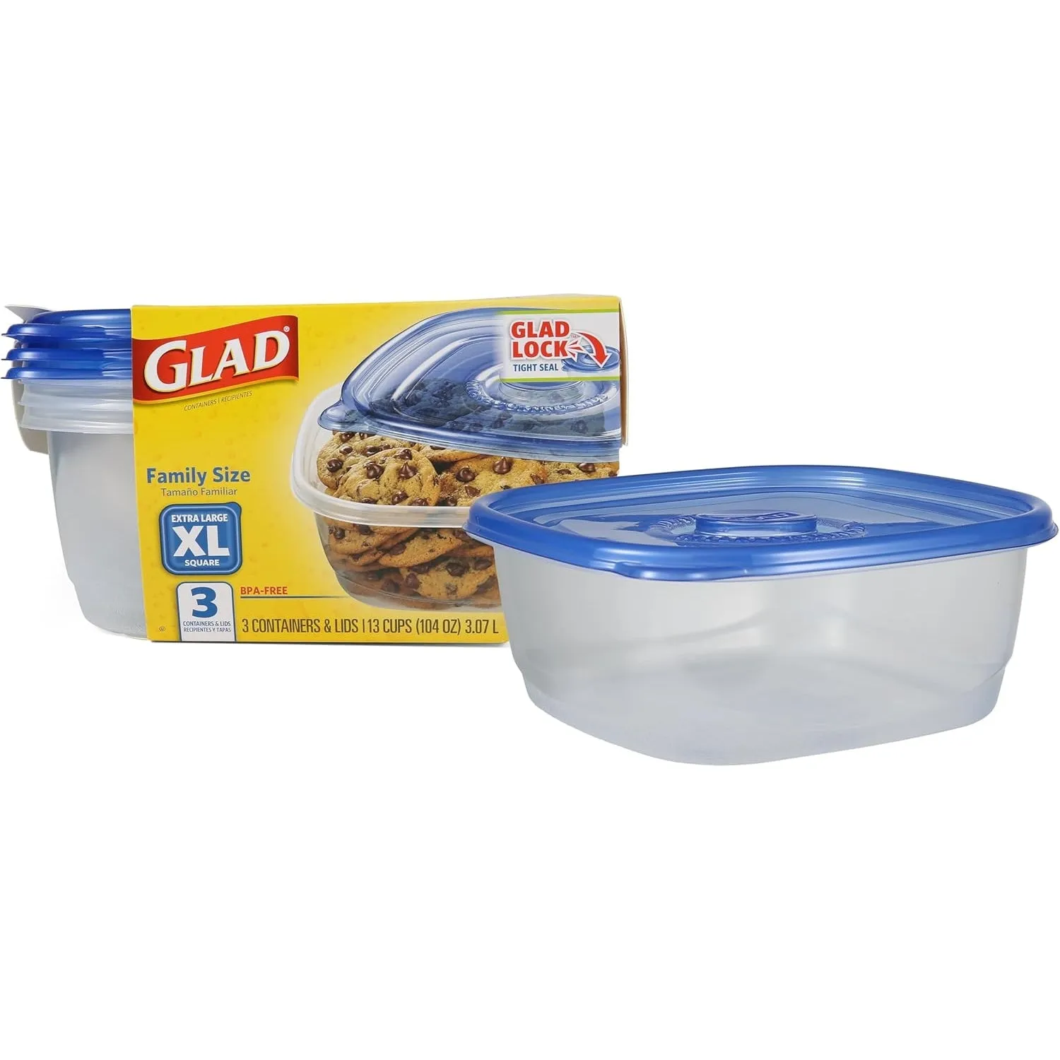 GladWare Soup & Salad Food Storage Containers for Everyday Use | Medium Rectangle Containers for Food Storage | Containers Hold up to 24 Ounces of Food, 5 Count Set