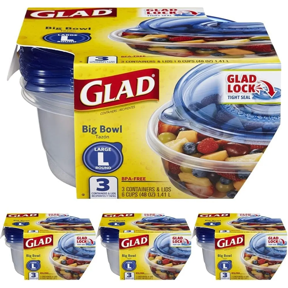 GladWare Soup & Salad Food Storage Containers for Everyday Use | Medium Rectangle Containers for Food Storage | Containers Hold up to 24 Ounces of Food, 5 Count Set