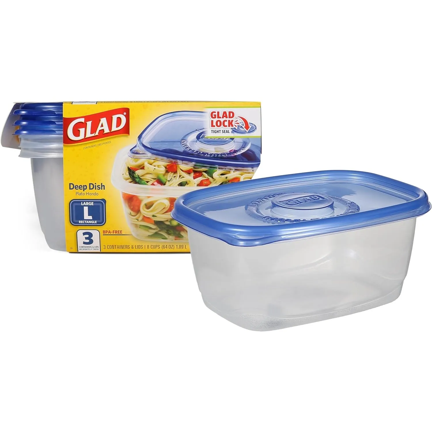 GladWare Soup & Salad Food Storage Containers for Everyday Use | Medium Rectangle Containers for Food Storage | Containers Hold up to 24 Ounces of Food, 5 Count Set