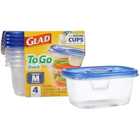 GladWare Soup & Salad Food Storage Containers for Everyday Use | Medium Rectangle Containers for Food Storage | Containers Hold up to 24 Ounces of Food, 5 Count Set