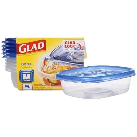 GladWare Soup & Salad Food Storage Containers for Everyday Use | Medium Rectangle Containers for Food Storage | Containers Hold up to 24 Ounces of Food, 5 Count Set