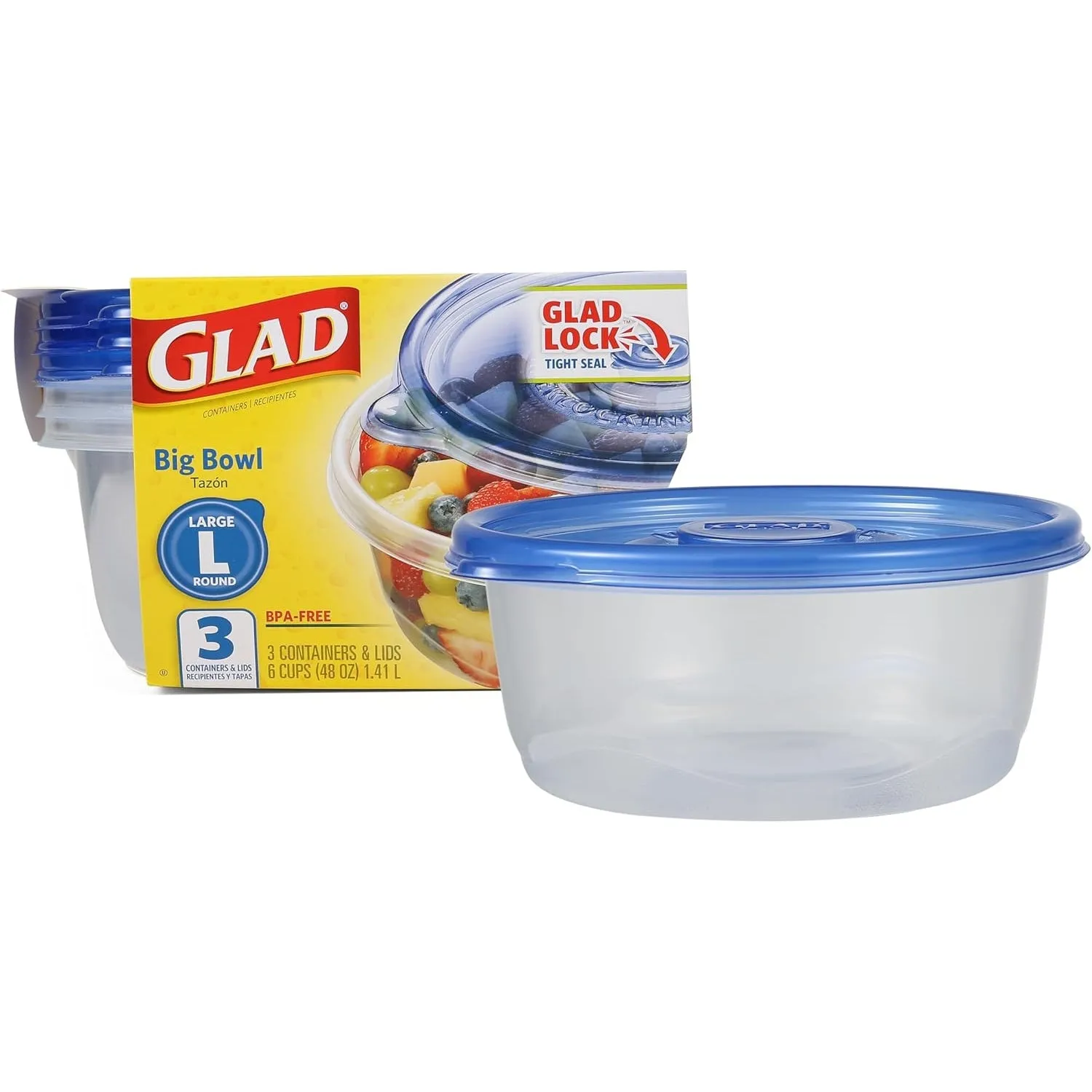 GladWare Soup & Salad Food Storage Containers for Everyday Use | Medium Rectangle Containers for Food Storage | Containers Hold up to 24 Ounces of Food, 5 Count Set