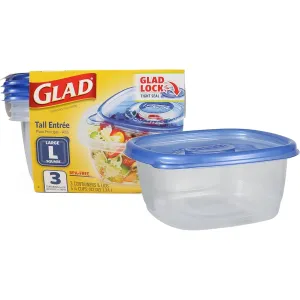 GladWare Soup & Salad Food Storage Containers for Everyday Use | Medium Rectangle Containers for Food Storage | Containers Hold up to 24 Ounces of Food, 5 Count Set
