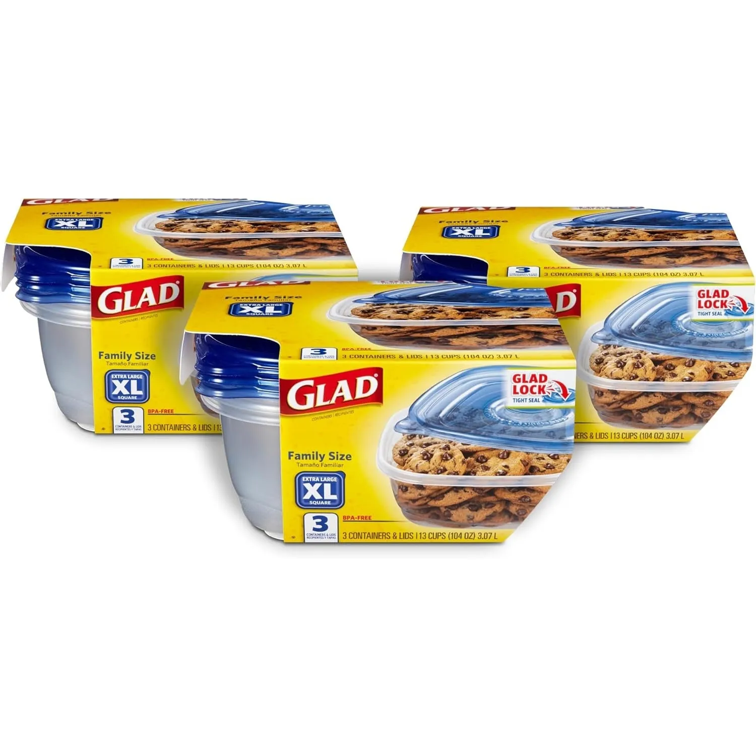 GladWare Soup & Salad Food Storage Containers for Everyday Use | Medium Rectangle Containers for Food Storage | Containers Hold up to 24 Ounces of Food, 5 Count Set