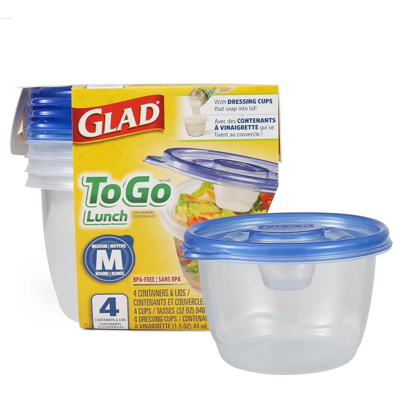 GladWare Soup & Salad Food Storage Containers for Everyday Use | Medium Rectangle Containers for Food Storage | Containers Hold up to 24 Ounces of Food, 5 Count Set
