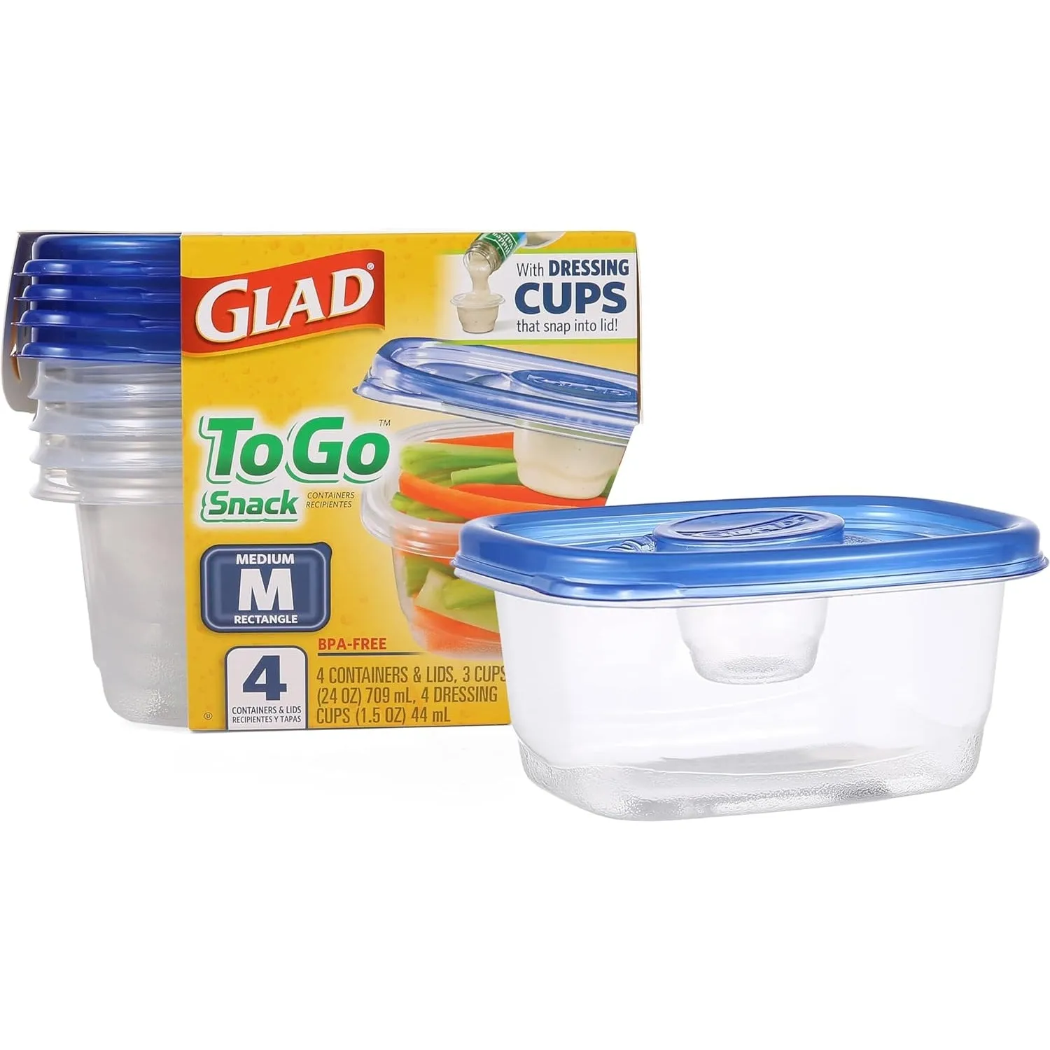 GladWare Soup & Salad Food Storage Containers for Everyday Use | Medium Rectangle Containers for Food Storage | Containers Hold up to 24 Ounces of Food, 5 Count Set