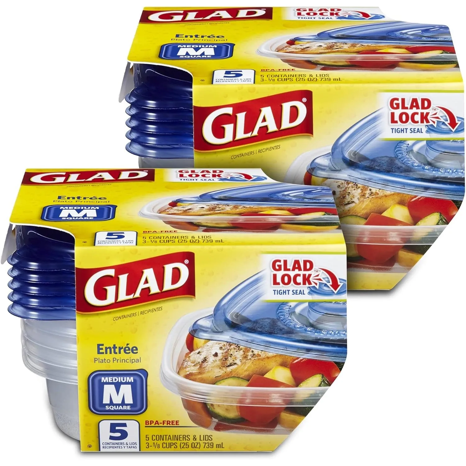 GladWare Soup & Salad Food Storage Containers for Everyday Use | Medium Rectangle Containers for Food Storage | Containers Hold up to 24 Ounces of Food, 5 Count Set