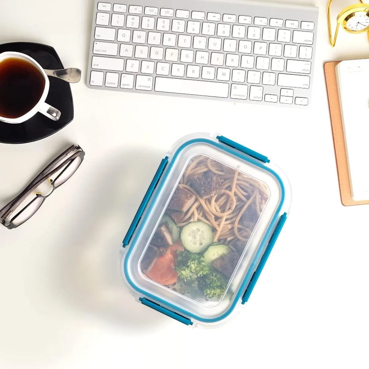 Glass Food Storage Containers with Airtight Lids-Glass Meal Prep Containers/Bento Box/Microwave Freezer Dishwasher Safe-Glass Lunch Box for Kitchen,Stackable,Large Capacity, BPA Free