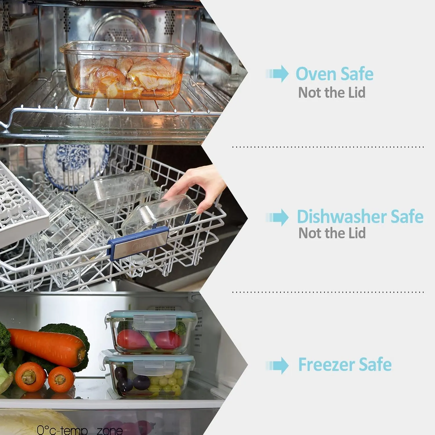Glass Food Storage Containers With Lids Airtight 6 Pack, Not Easy Broken & Leak Proof, Oven/Dishwasher Safe, Blue