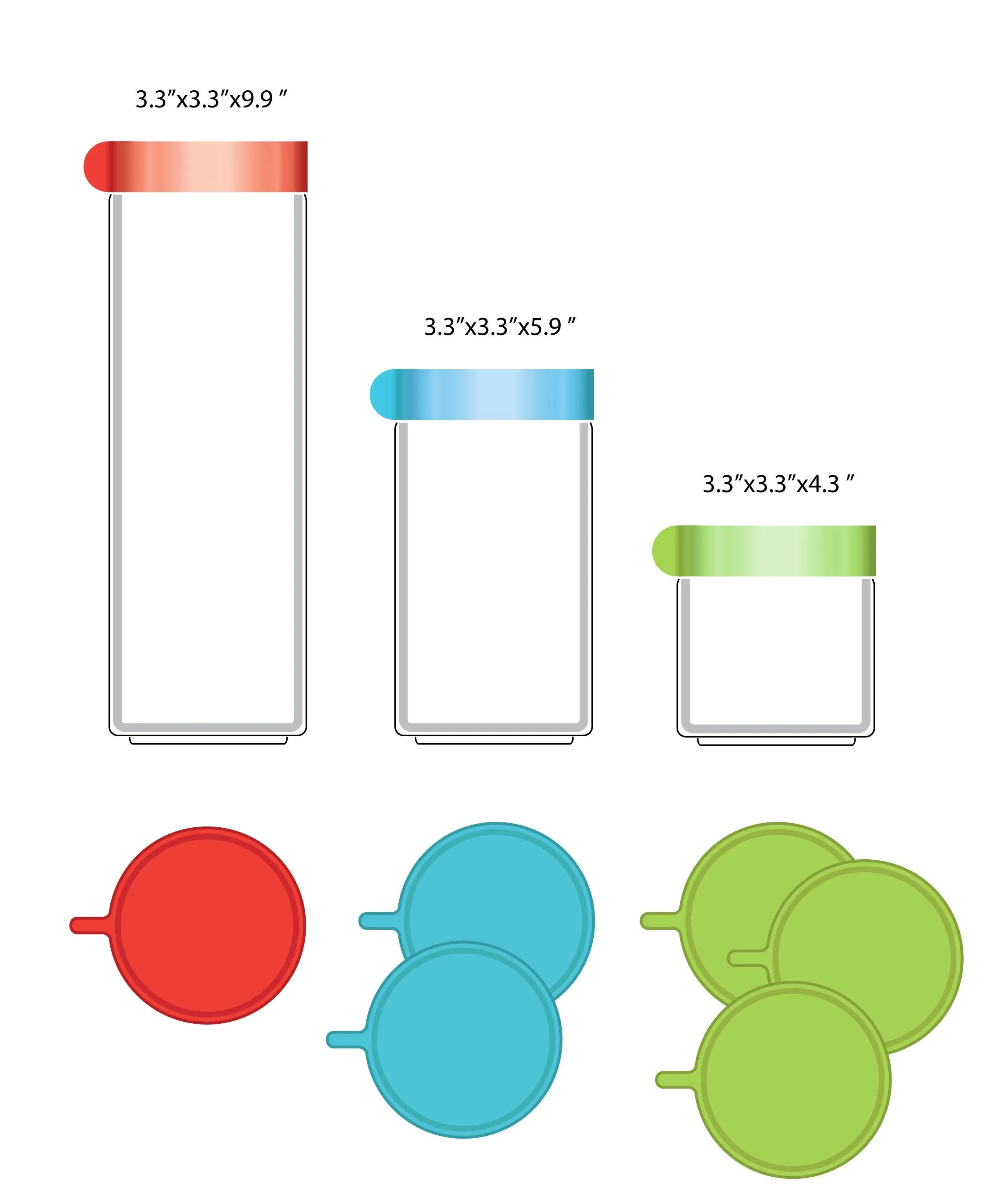 [Glasslock] 1050ml(One)/600ml(Two)/400ml(Three) Round Food Container 12-Pcs Set