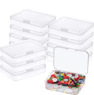 Goiio 12 Pcs Mini Plastic Storage Containers Box with Lid, 5x4x1.3 Inches Clear Rectangle Box for Collecting Small Items, Beads, Game Pieces, Business Cards, Crafts Accessories