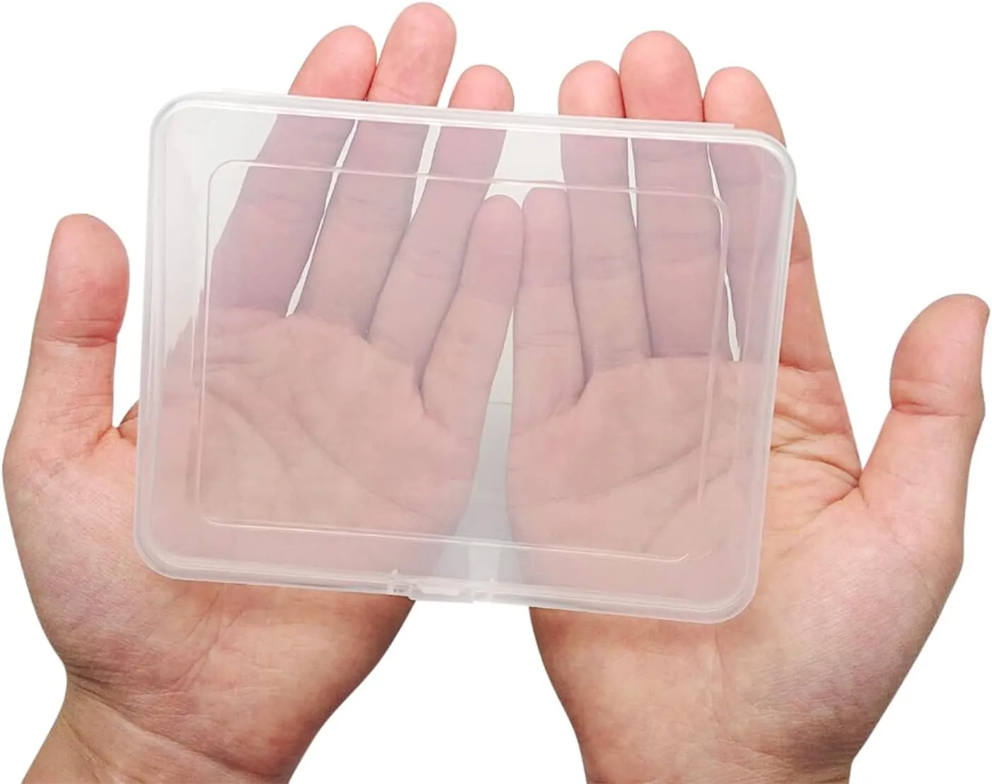 Goiio 12 Pcs Mini Plastic Storage Containers Box with Lid, 5x4x1.3 Inches Clear Rectangle Box for Collecting Small Items, Beads, Game Pieces, Business Cards, Crafts Accessories