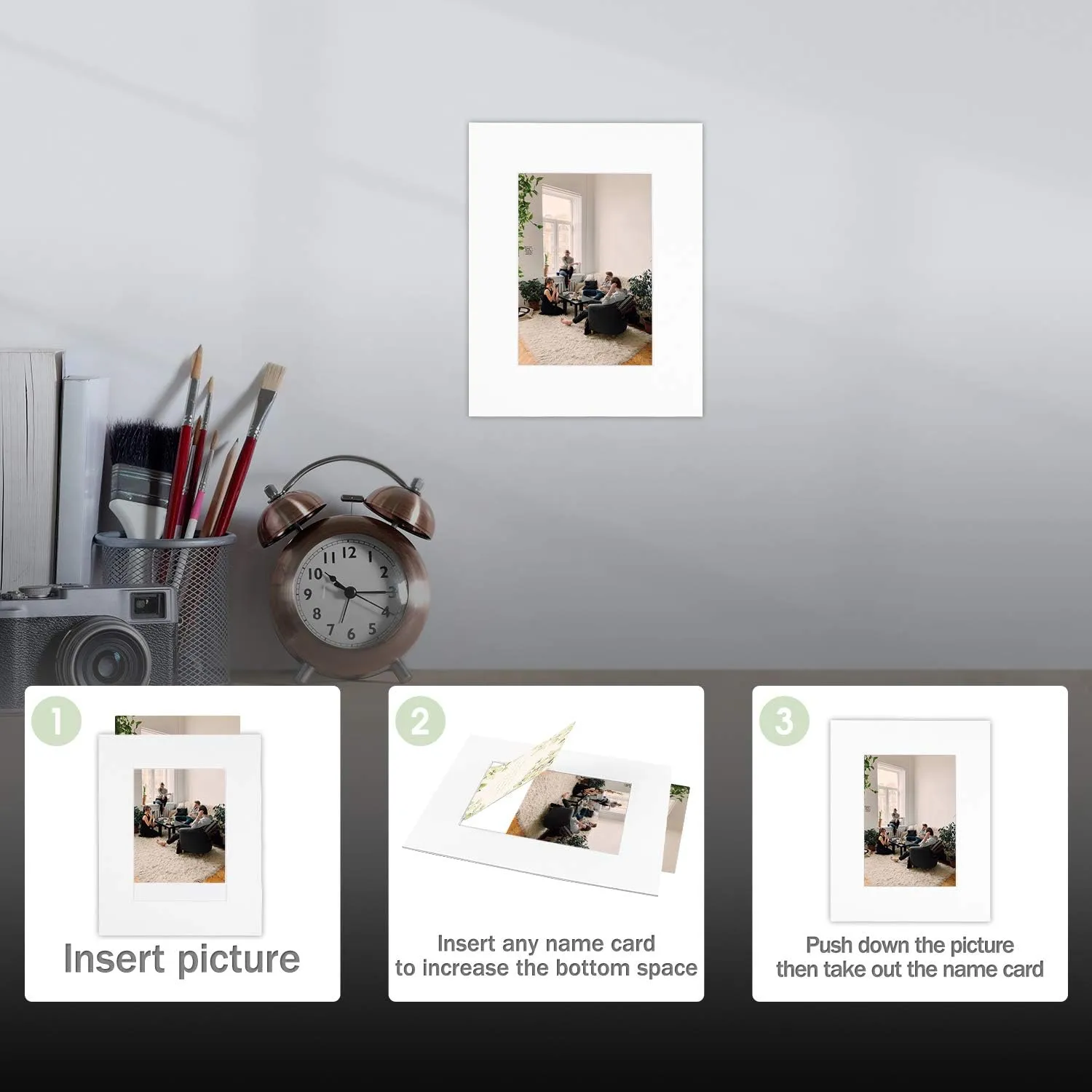 Golden State Art, 25 Pack 8x10 White Cardboard Frame for 5x7 Photo, Thick Paper Frame, Pre-Adhesive Mat with Backing Board, Includes 25 Clear Bags, Acid Free, For Photo Storage, Display And Mailing