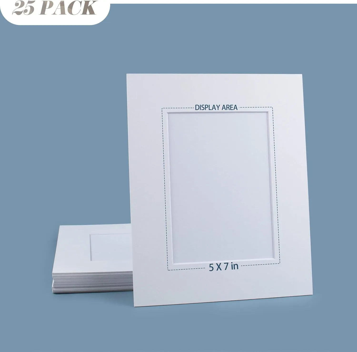Golden State Art, 25 Pack 8x10 White Cardboard Frame for 5x7 Photo, Thick Paper Frame, Pre-Adhesive Mat with Backing Board, Includes 25 Clear Bags, Acid Free, For Photo Storage, Display And Mailing