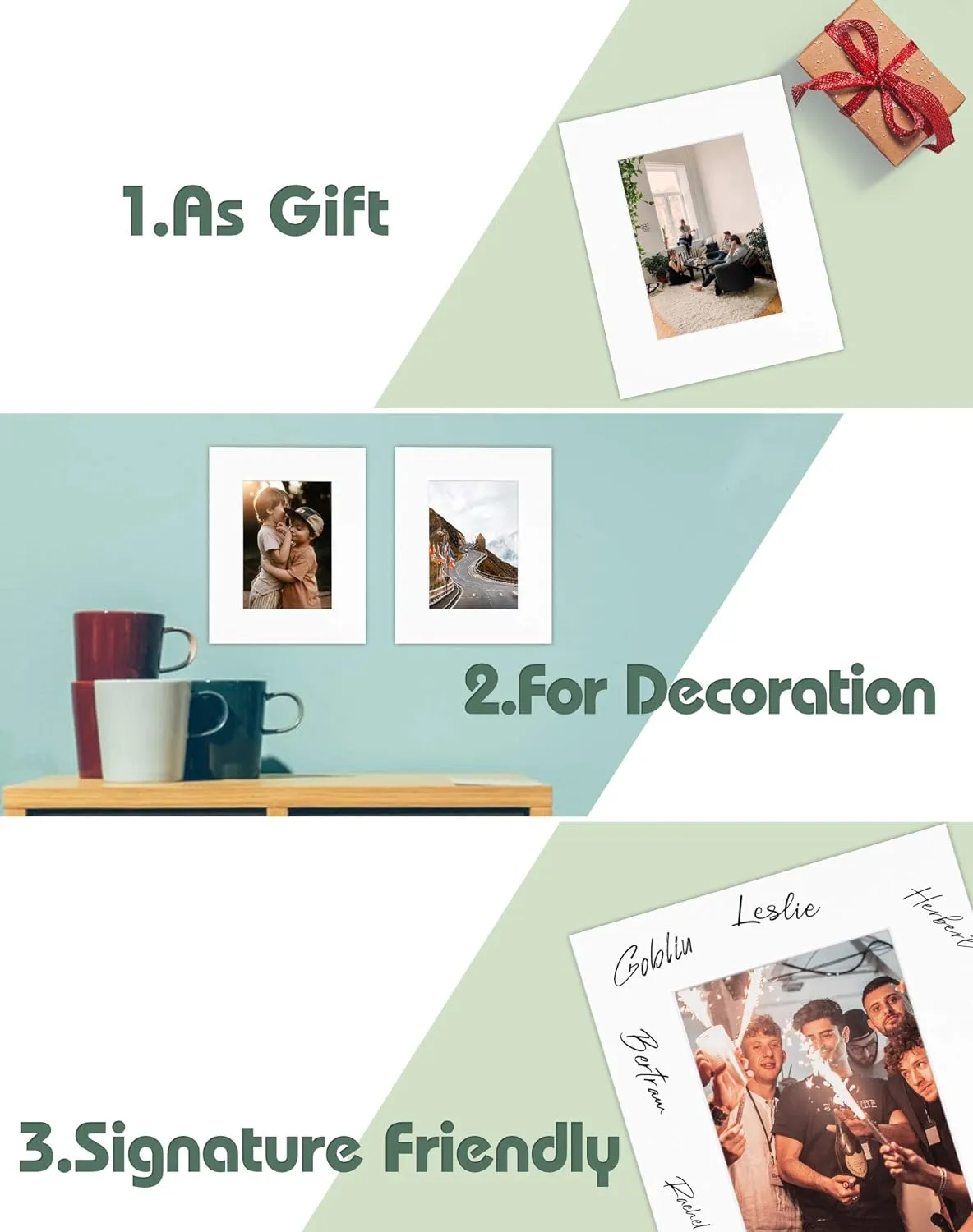 Golden State Art, 25 Pack 8x10 White Cardboard Frame for 5x7 Photo, Thick Paper Frame, Pre-Adhesive Mat with Backing Board, Includes 25 Clear Bags, Acid Free, For Photo Storage, Display And Mailing