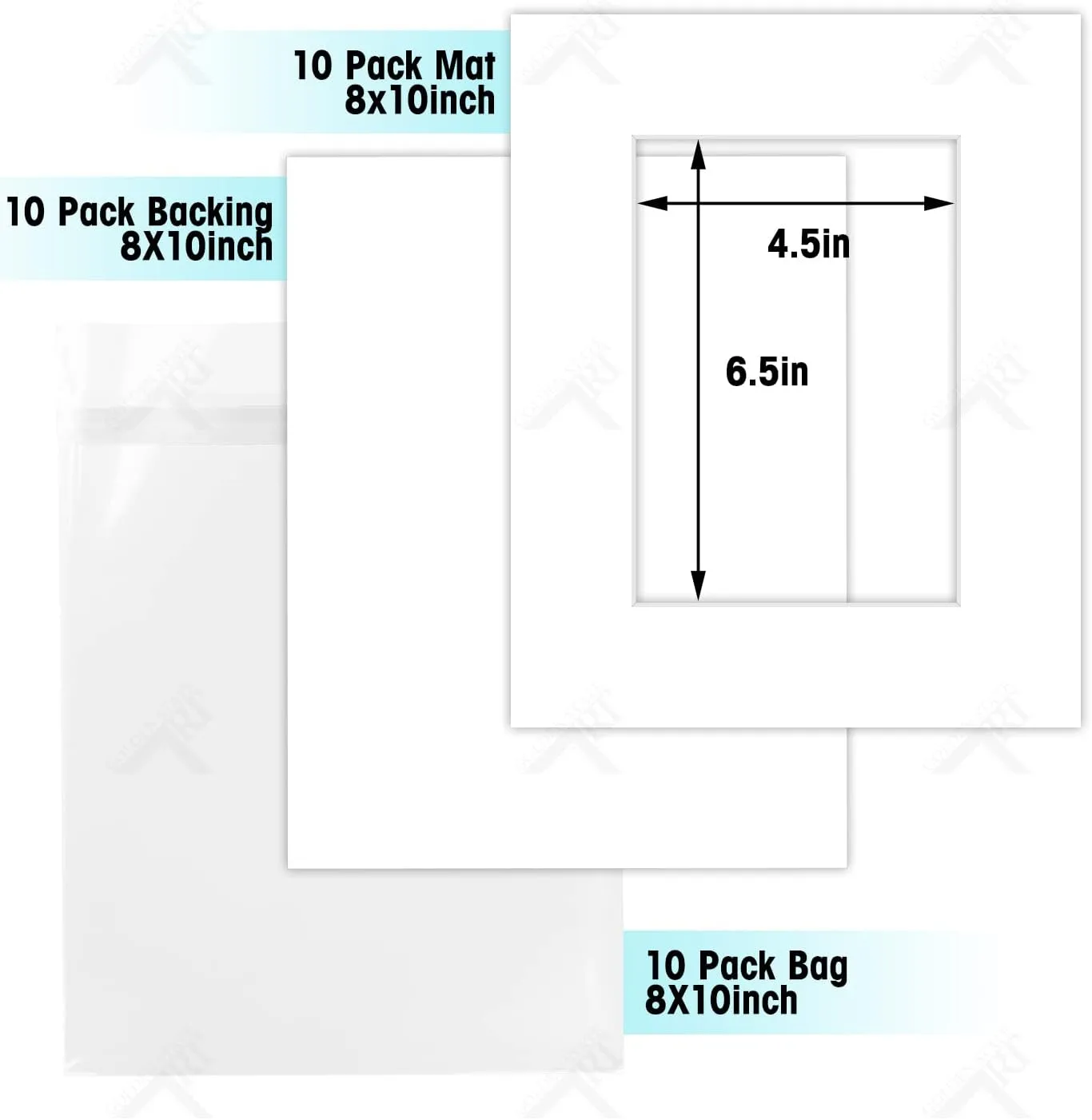 Golden State Art, 8x10 White Picture Mats with White Core Bevel Cut for 5x7 Pictures (Pack of 10 Mats   Backing  Bags)