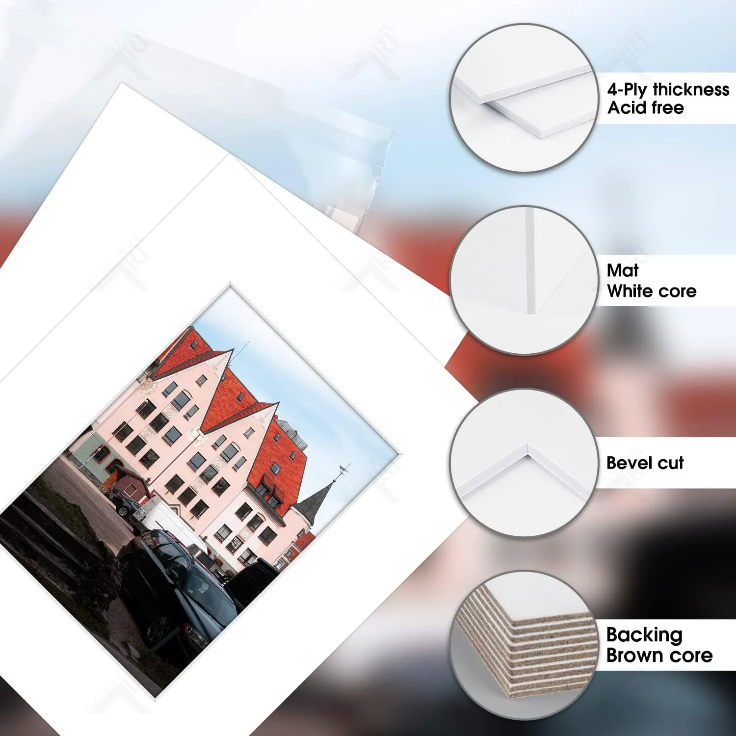 Golden State Art, 8x10 White Picture Mats with White Core Bevel Cut for 5x7 Pictures (Pack of 10 Mats   Backing  Bags)