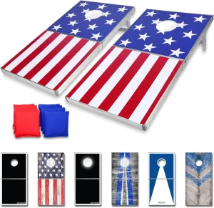 GoSports 4 x 2 ft Aluminum Cornhole Game Sets – Choose LED Lights or Standard - Set Includes 2 Foldable Regulation Size Boards, 8 Bean Bags, & Rules