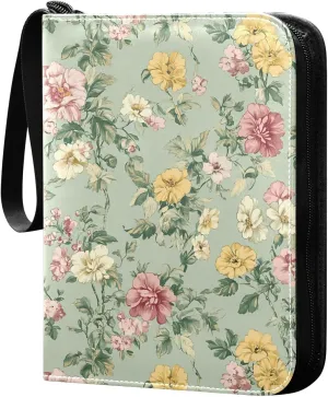 Graffiti Vintage Colorful Flower Card Holder, Card Holder Album with 400 Card Slots in 50 Pages for Display, Storage, Portability