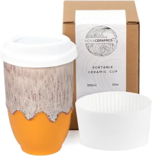 Grapefruit 12oz Travel Mug - To Go Coffee Tumbler With Lid - Microwave & Dishwasher Safe - Unique Design - Modern Style - Reusable - Adults