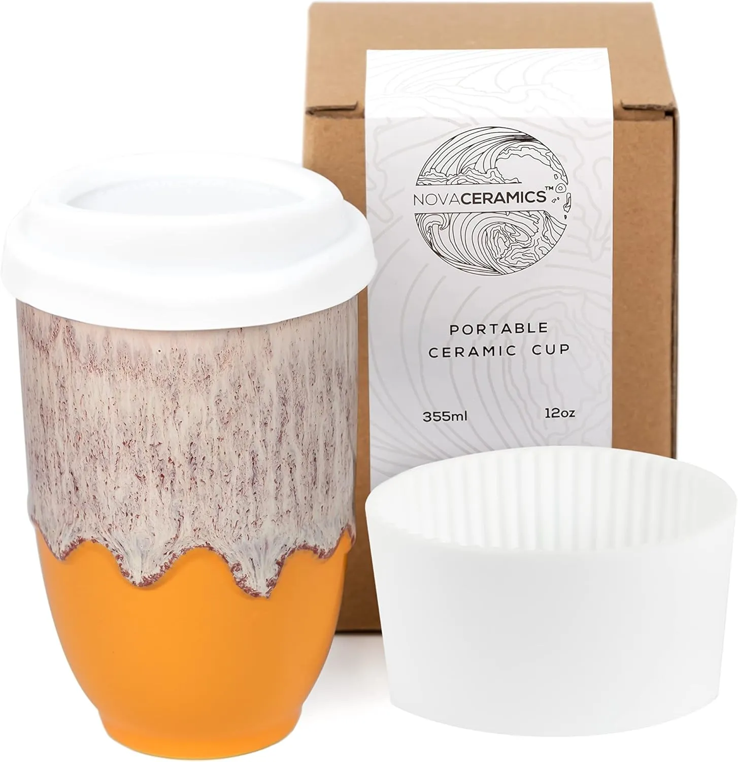 Grapefruit 12oz Travel Mug - To Go Coffee Tumbler With Lid - Microwave & Dishwasher Safe - Unique Design - Modern Style - Reusable - Adults