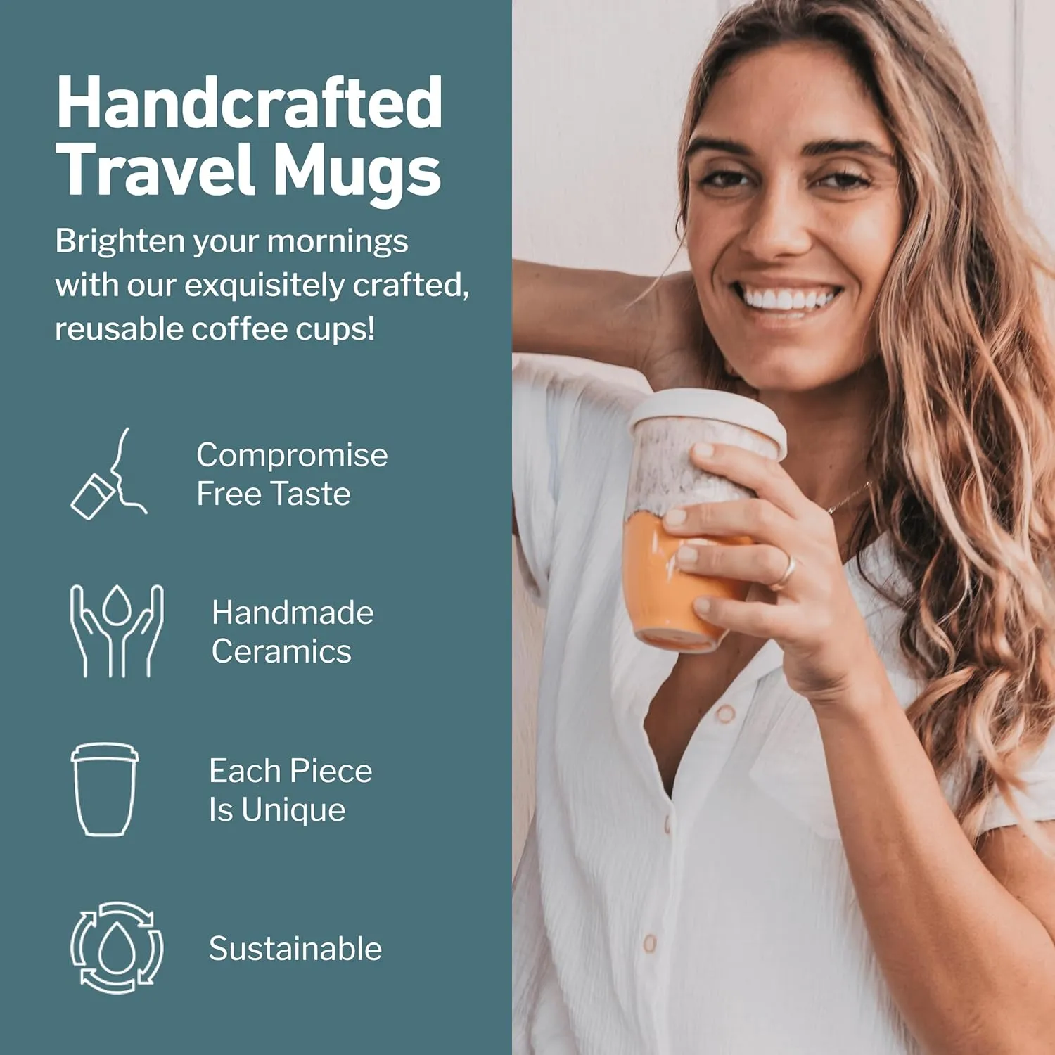 Grapefruit 12oz Travel Mug - To Go Coffee Tumbler With Lid - Microwave & Dishwasher Safe - Unique Design - Modern Style - Reusable - Adults