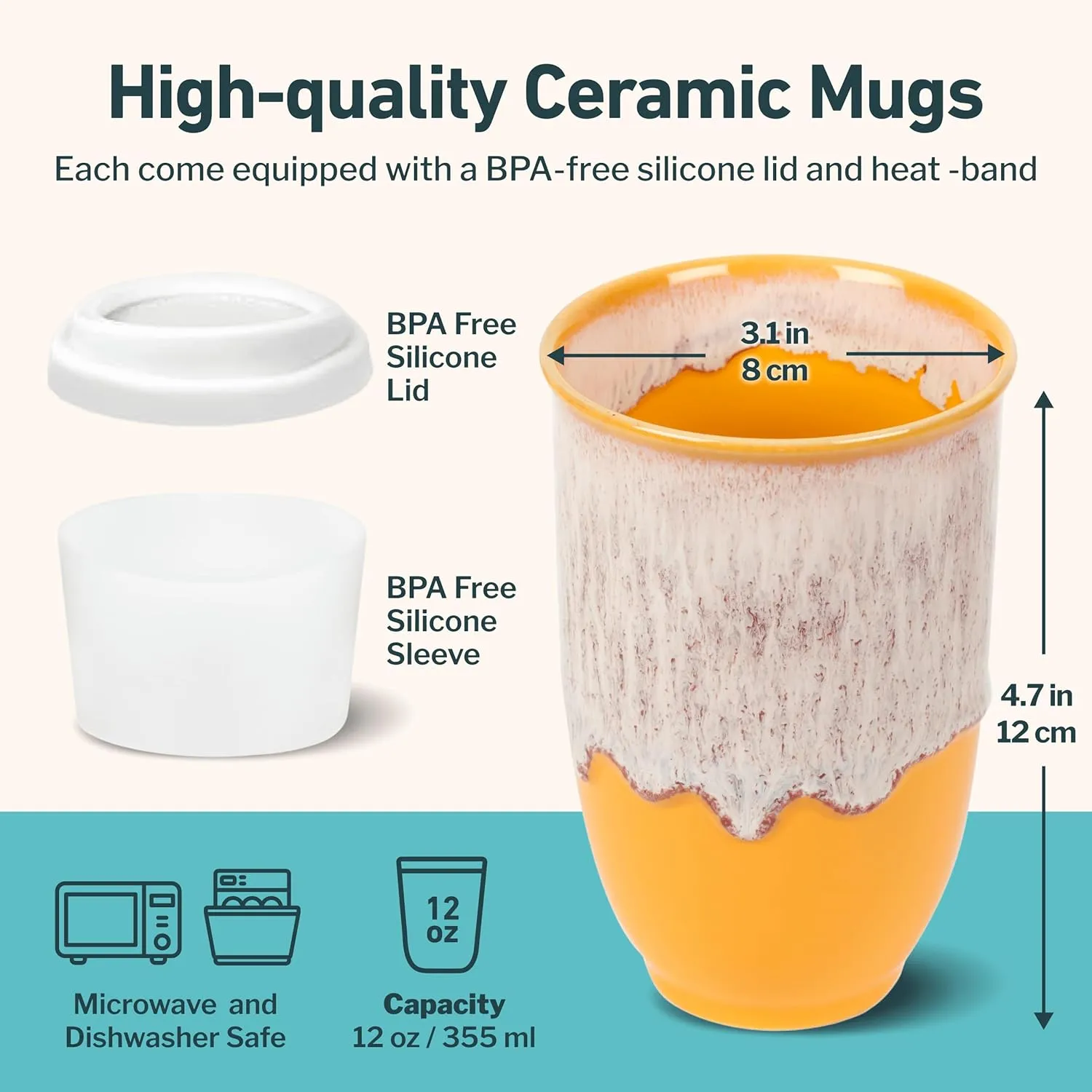 Grapefruit 12oz Travel Mug - To Go Coffee Tumbler With Lid - Microwave & Dishwasher Safe - Unique Design - Modern Style - Reusable - Adults