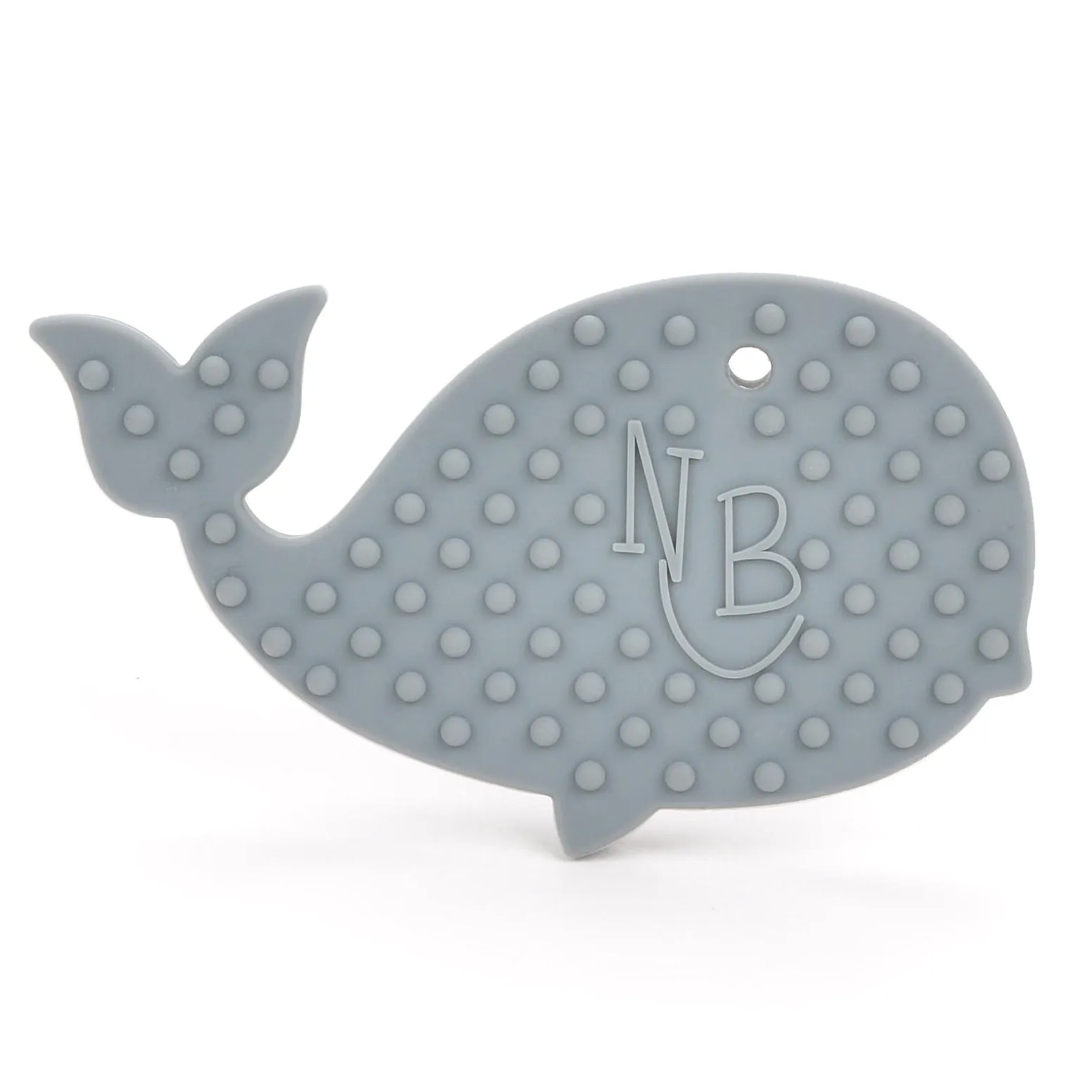 Gray Whale with Pink & Blue Beads Baby Carrier Teether Toy