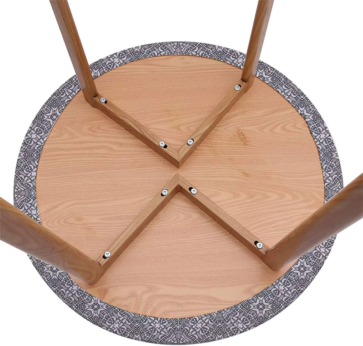 Grey Black Fitted Tablecloth for Round Table Flower Effect and Leaves Antique Design Elastic Edge, Waterproof and wipeable Floral Fits up 40"-44" Diameter Tables