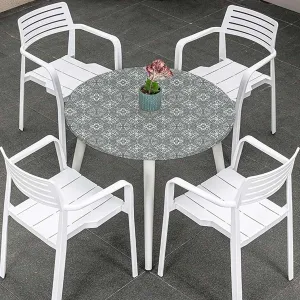 Grey Black Fitted Tablecloth for Round Table Flower Effect and Leaves Antique Design Elastic Edge, Waterproof and wipeable Floral Fits up 40"-44" Diameter Tables