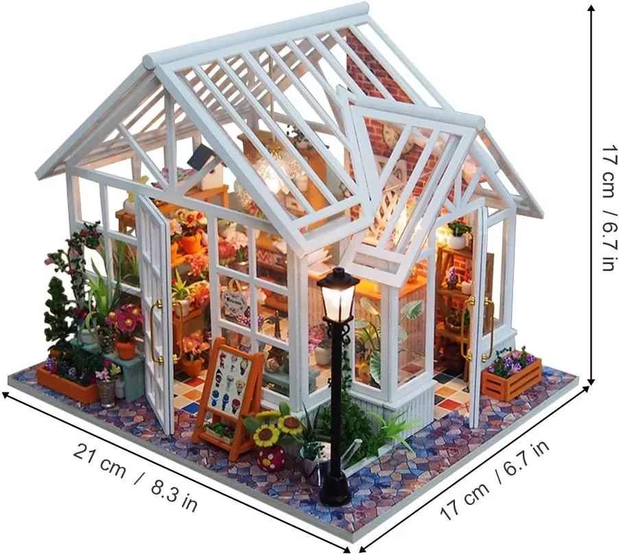 GuDoQi DIY Miniature Dollhouse Kit, Tiny House kit with Music, Miniature House Kit 1:24 Scale, Great Handmade Crafts Gift for Birthday Easter, Beautiful Flower Shop