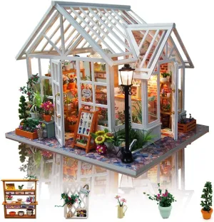 GuDoQi DIY Miniature Dollhouse Kit, Tiny House kit with Music, Miniature House Kit 1:24 Scale, Great Handmade Crafts Gift for Birthday Easter, Beautiful Flower Shop